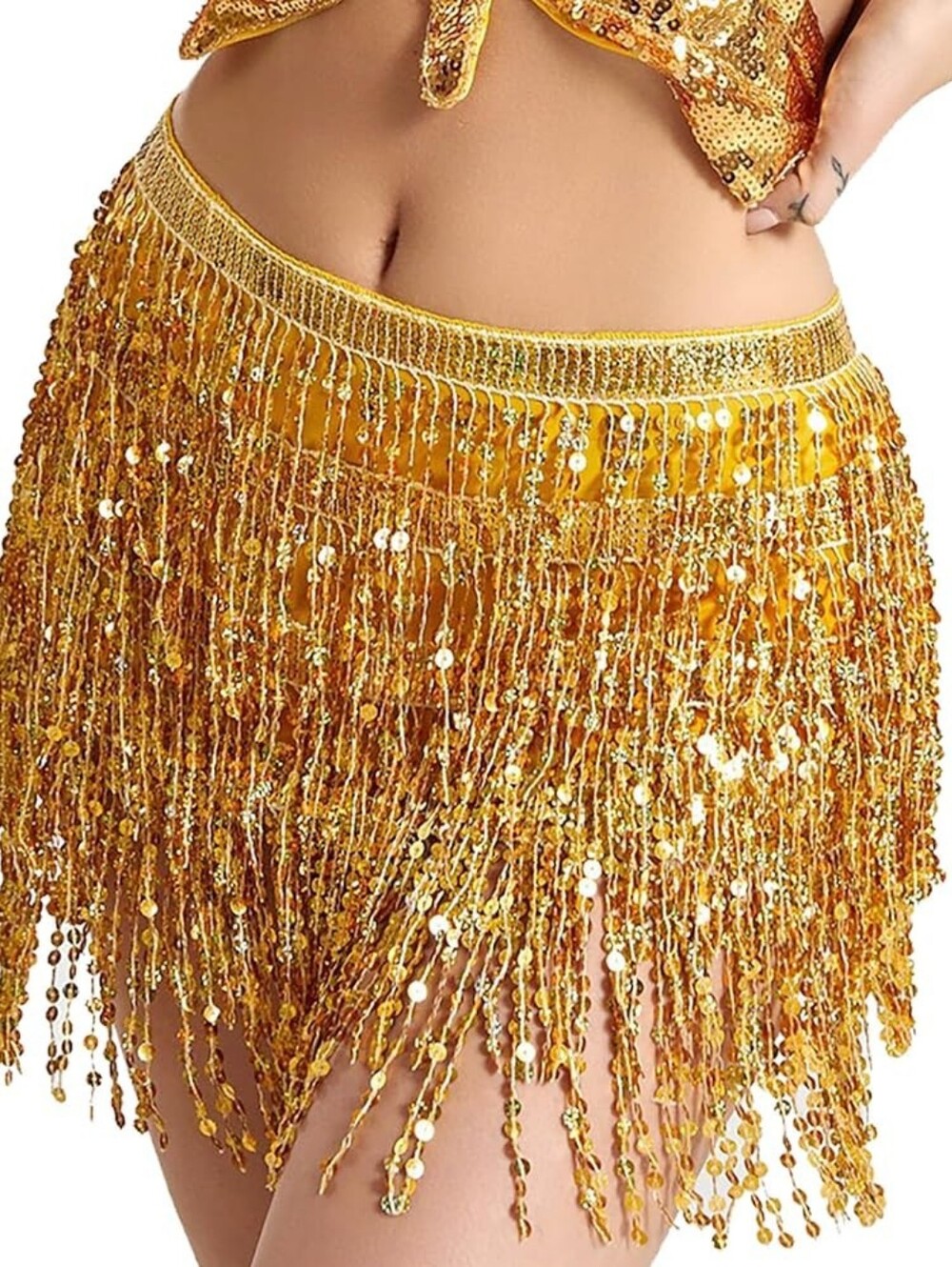 Gold Sequin Shimmy Mini Skirt